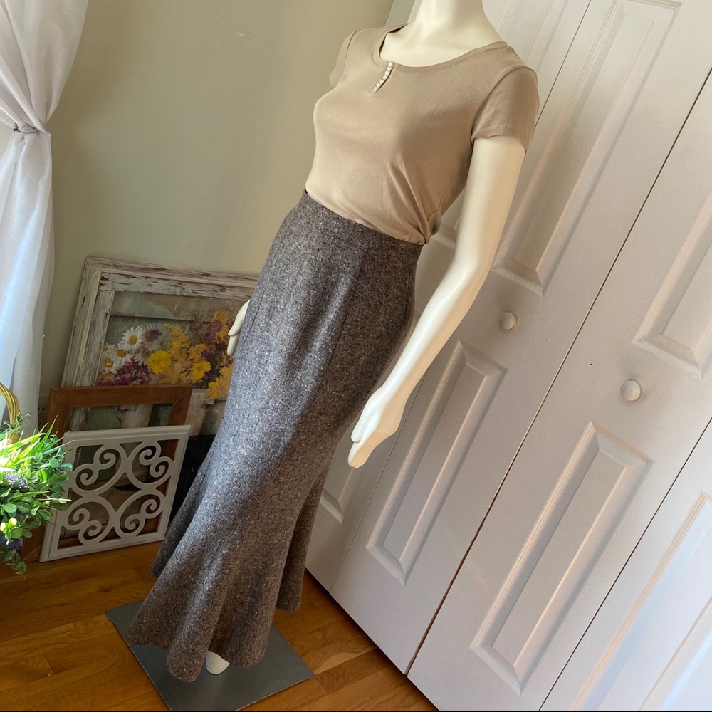 👒 Vintage Lew Magram Neutral Wool Maxi Skirt - Picture 6 of 13
